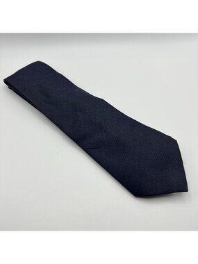 DKNY Mens Navy Blue Textured 100% Silk Tie Made In China